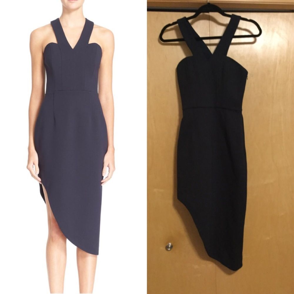Ponti Halter Dress Asymmetrical Hem N NICHOLAS - Picture 1 of 8